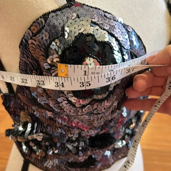 Beaded and Sequined Halter Crisscross Back - Picture 10 of 10